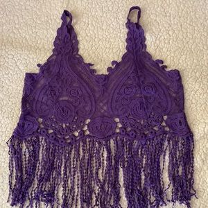 Purple knitted crop top